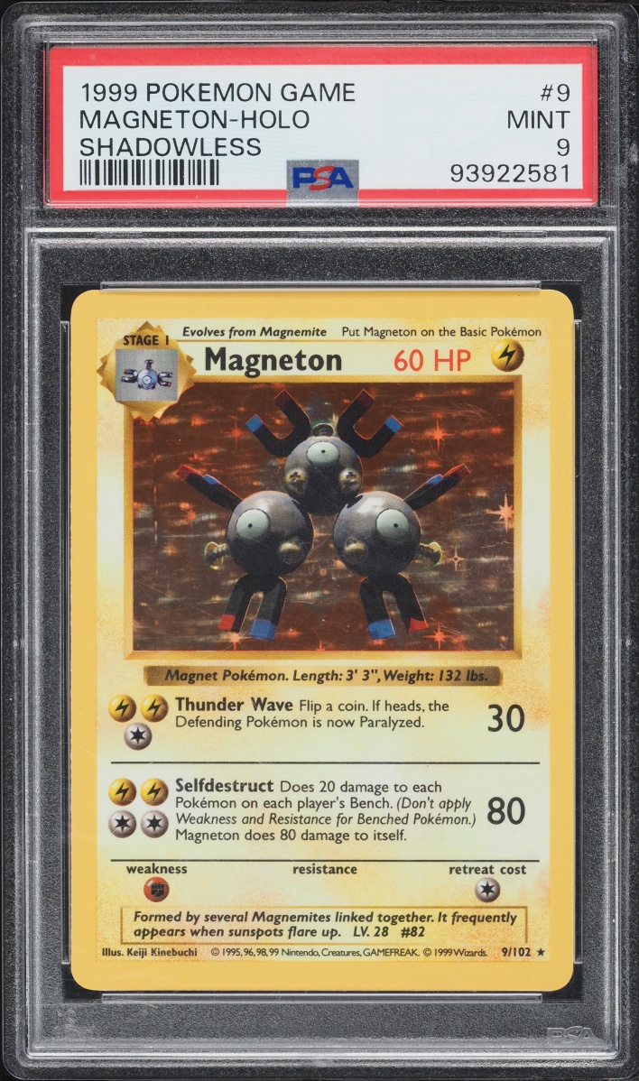 1999 Pokemon Base Set Shadowless Holo Magneton #9 PSA 9 MINT