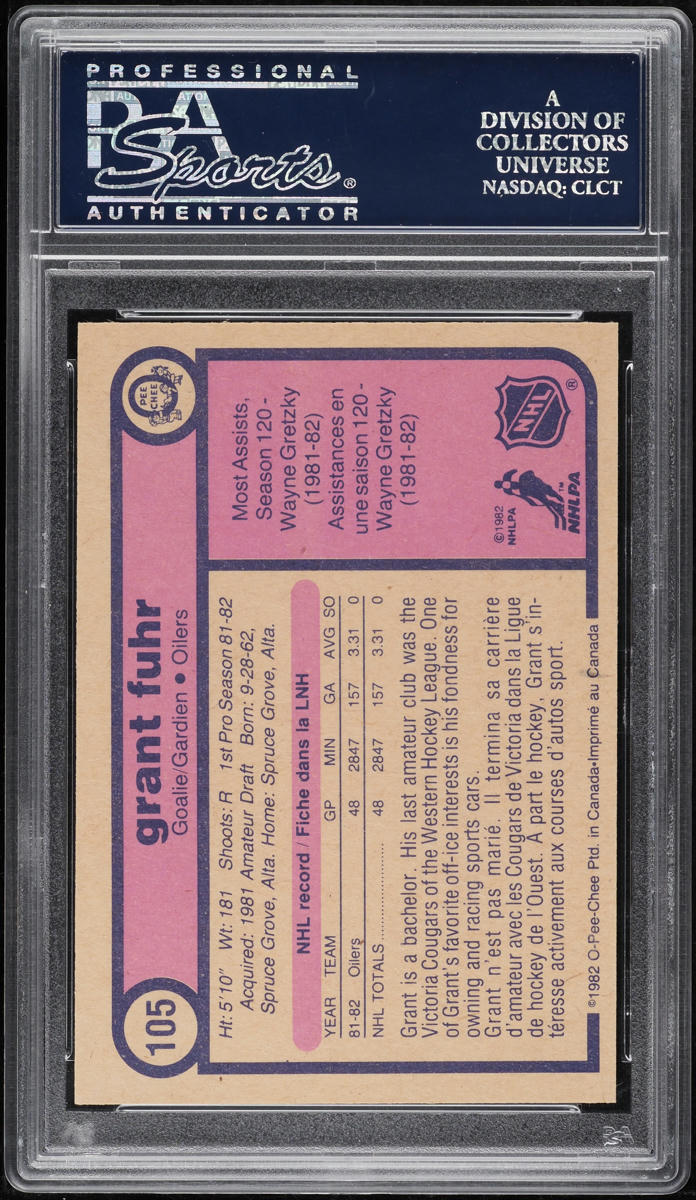 1982 O-Pee-Chee Hockey Grant Fuhr ROOKIE #105 PSA 10 GEM MINT