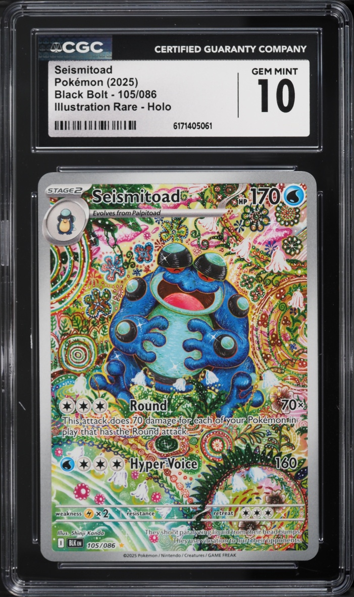 2025 Pokemon Scarlet & Violet Black Bolt IR Seismitoad #105 CGC 10 GEM MINT