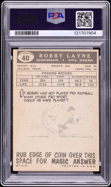 1959 Topps Football Bobby Layne #40 PSA 4 VGEX