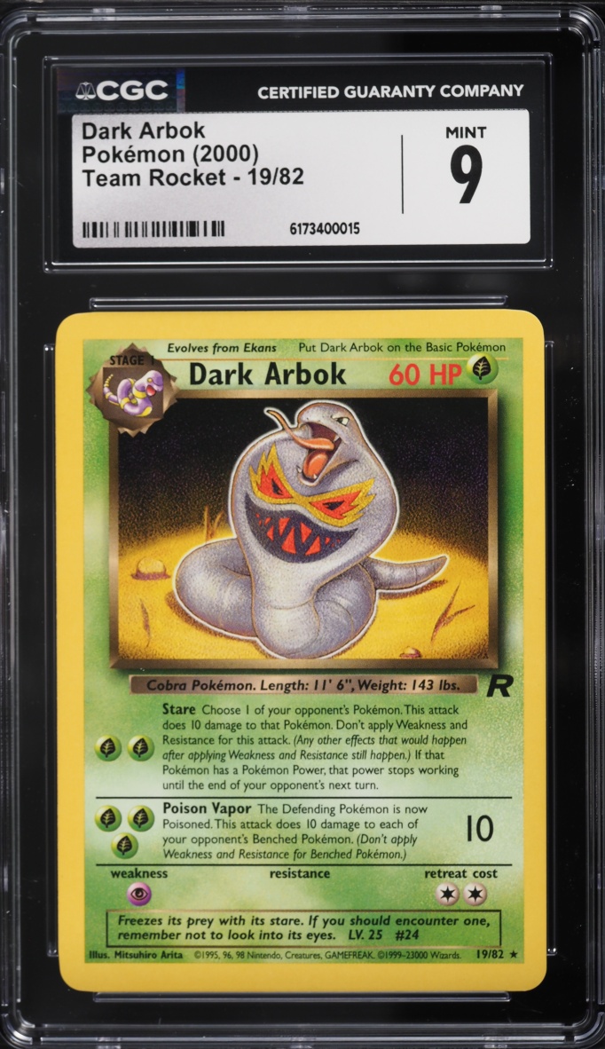 2000 Pokemon Team Rocket Dark Arbok #19 CGC 9 Mint