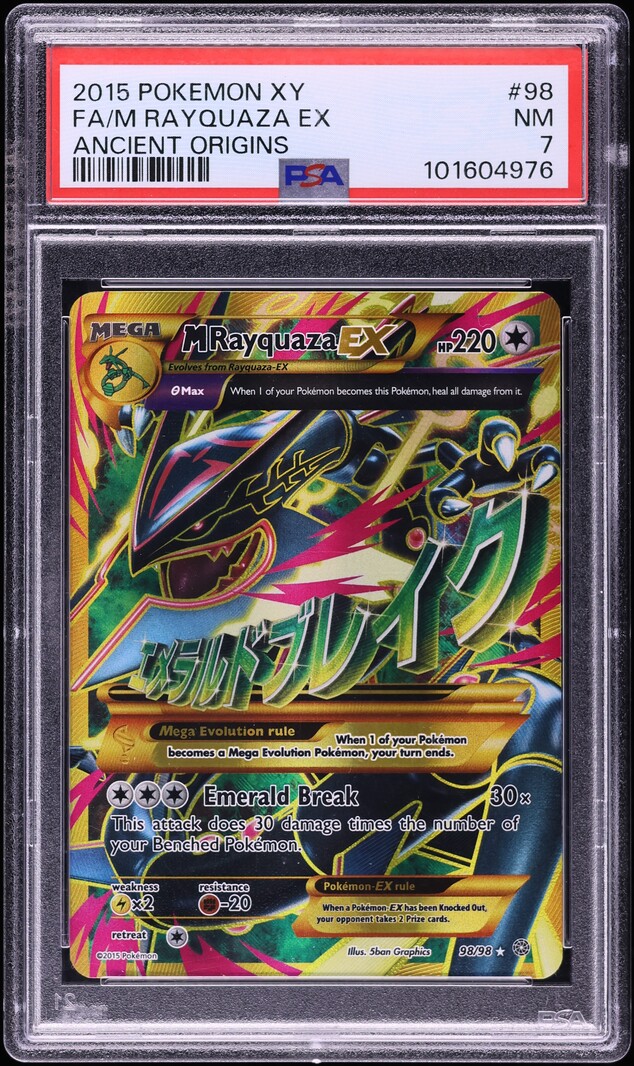2015 Pokemon XY Ancient Origins Full Art M Rayquaza EX #98 PSA 7 NRMT