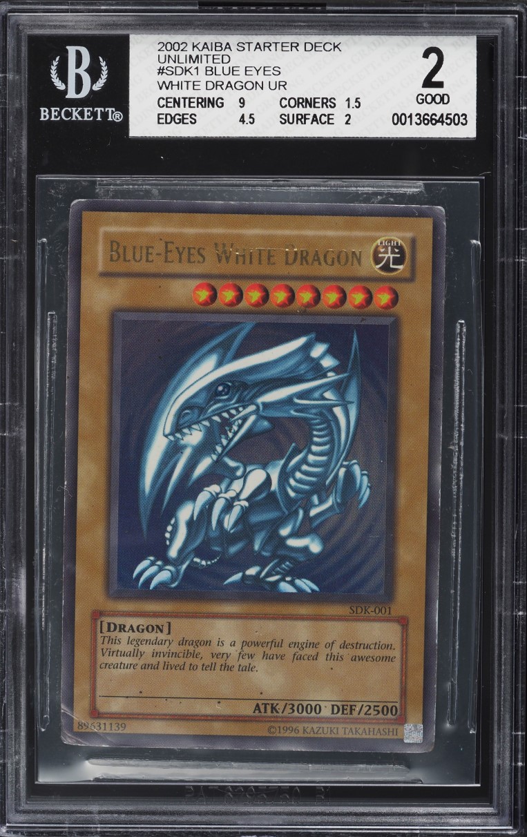 2002 YuGiOh! Starter Deck Kaiba BlueEyes White Dragon SDK001 BGS