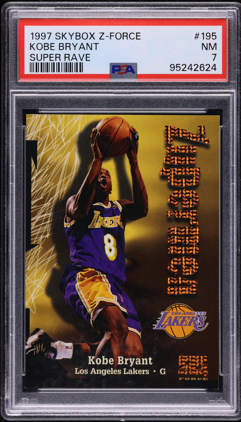 1997 Skybox Z-Force Super Rave Kobe Bryant JSY # 24/50 #195 PSA 7 NRMT