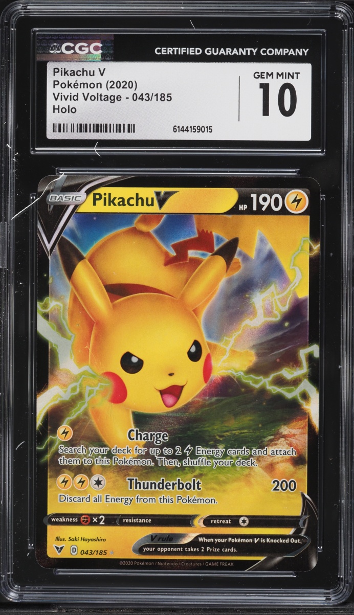 2020 Pokemon Sword & Shield Vivid Voltage Alt Art Pikachu V #43 CGC 10 GEM MINT