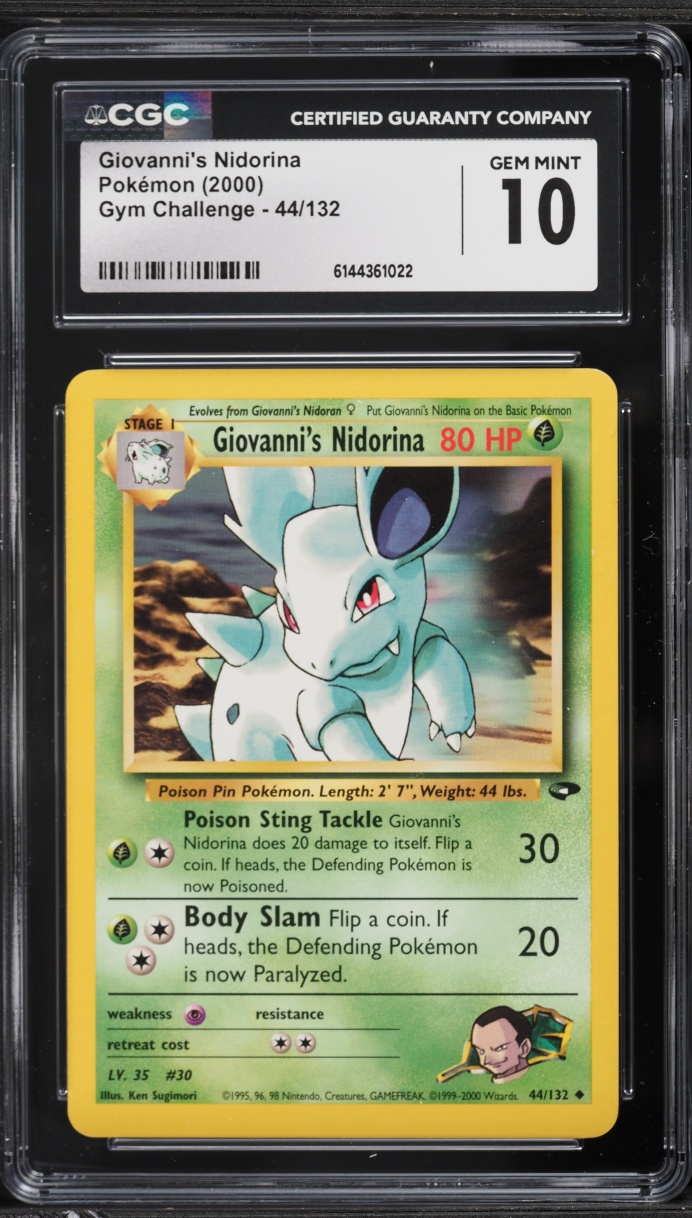 2000 Pokemon Gym Challenge Giovanni's Nidorina #44 CGC 10 GEM MINT