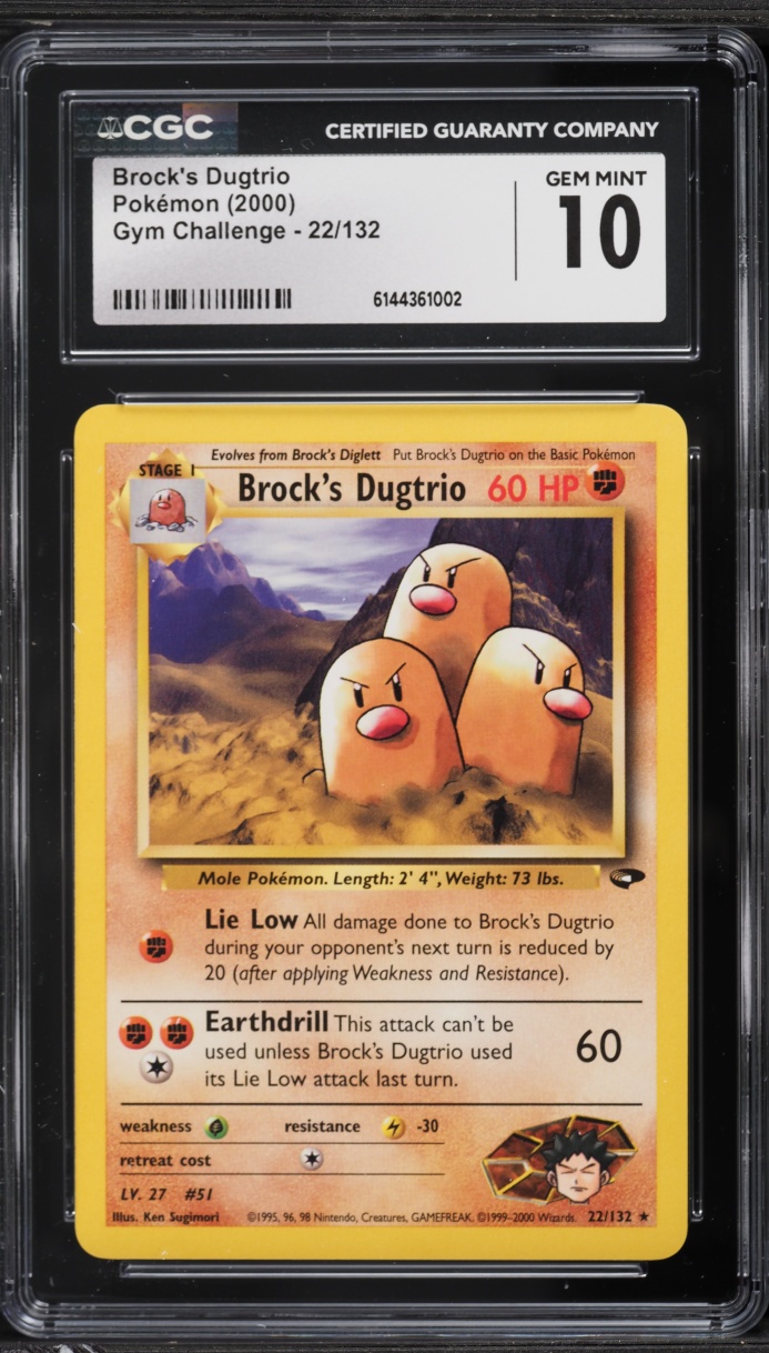 2000 Pokemon Gym Challenge Brock's Dugtrio #22 CGC 10 GEM MINT