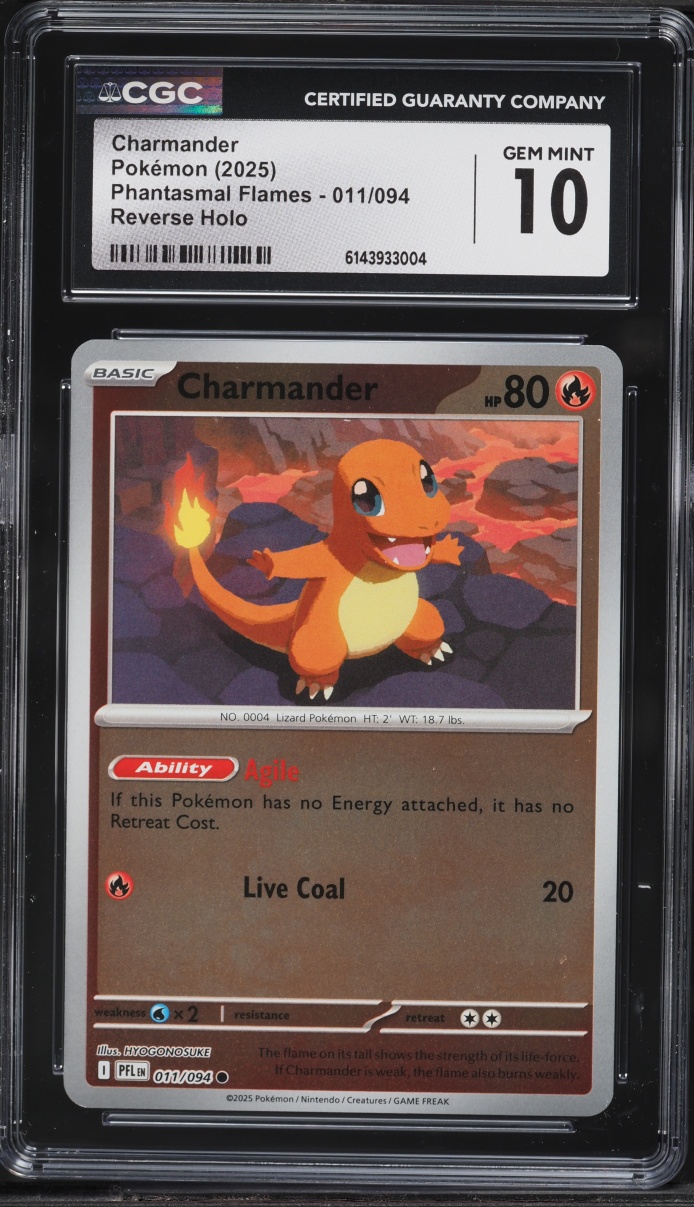 2025 Pokemon Mega Phantasmal Flames Reverse Holo Charmander #11 CGC 10 GEM MINT