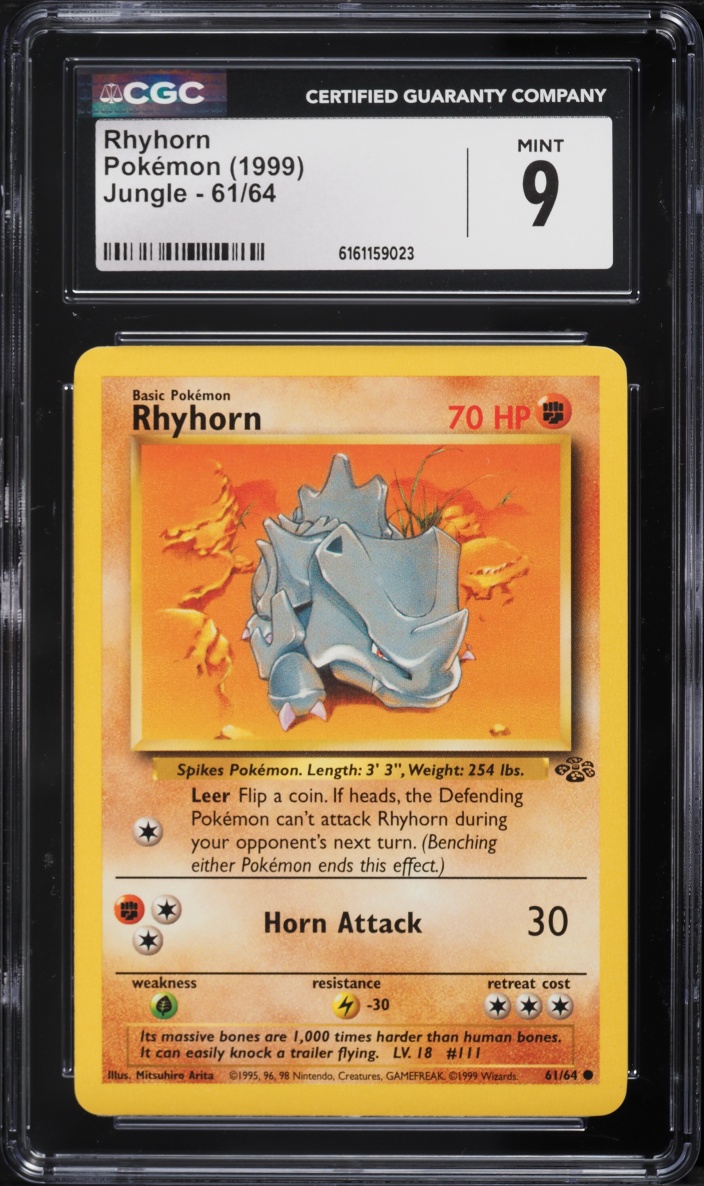1999 Pokemon Jungle Rhyhorn #61 CGC 9 MINT