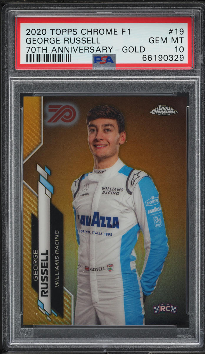 2020 Topps Chrome Formula 1 70th Gold George Russell ROOKIE #19 PSA 10 GEM MINT