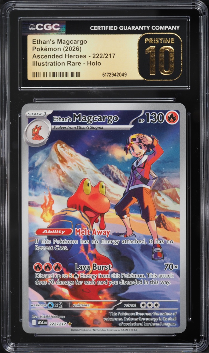 2026 Pokemon Mega Evolution Ascended Heroes IR Ethan's Magcargo #222 CGC 10 PRISTINE