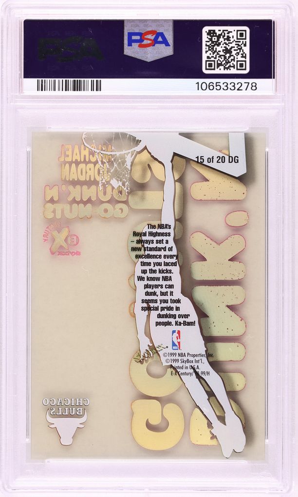 1998 Skybox E-X Century Dunk 'N Go-Nuts Michael Jordan #15DG PSA 8 NM-MT