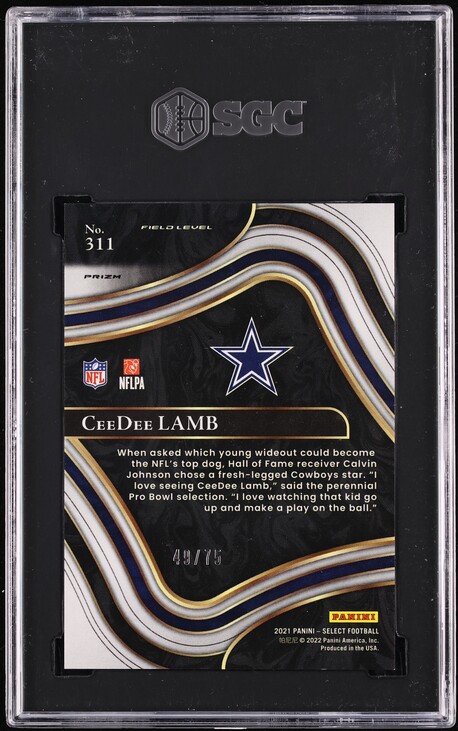 2021 Select Field Level Tri-Color Prizm CeeDee Lamb /75 #311 SGC 9.5 MINT+