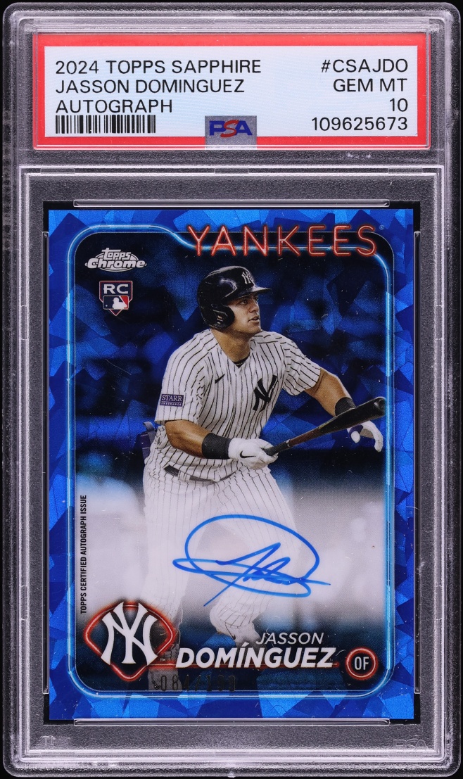 2024 Topps Chrome Sapphire Jasson Dominguez ROOKIE AUTO /199 #CSA-JDO PSA 10 GEM MINT