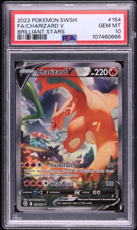 2022 Pokemon Sword & Shield Brilliant Stars Alt Art Charizard V #154 PSA 10 GEM MINT