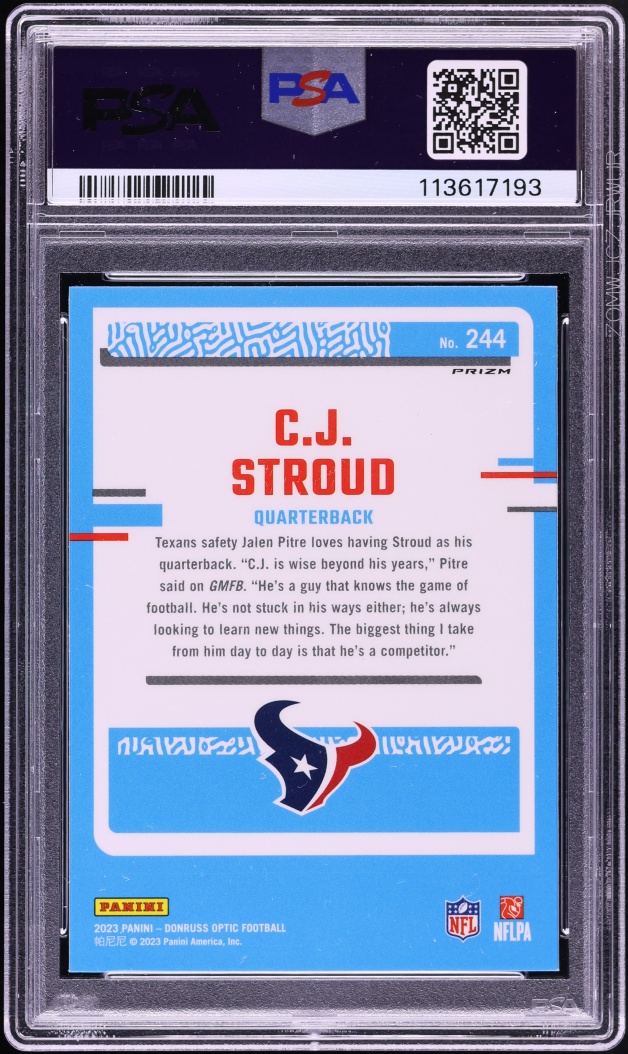 2023 Donruss Optic Holo Prizm C.J. Stroud ROOKIE #244 PSA 9 MINT