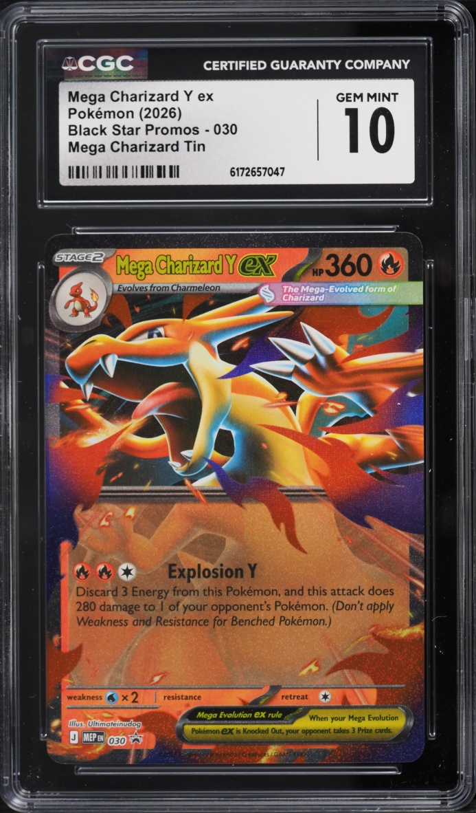 2026 Pokemon Mega Evolution Black Star Promo Tin Mega Charizard Y Ex #30 CGC 10 Gem Mint