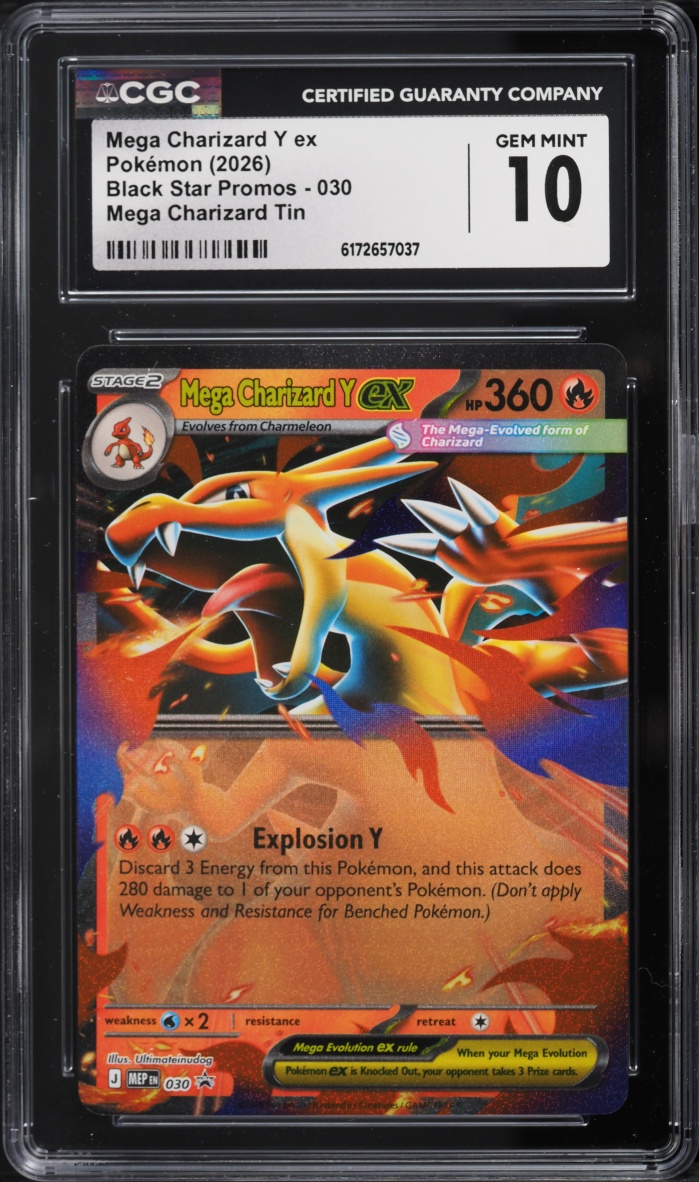 2026 Pokemon Mega Evolution Black Star Promo Tin Mega Charizard Y Ex #30 CGC 10 Gem Mint