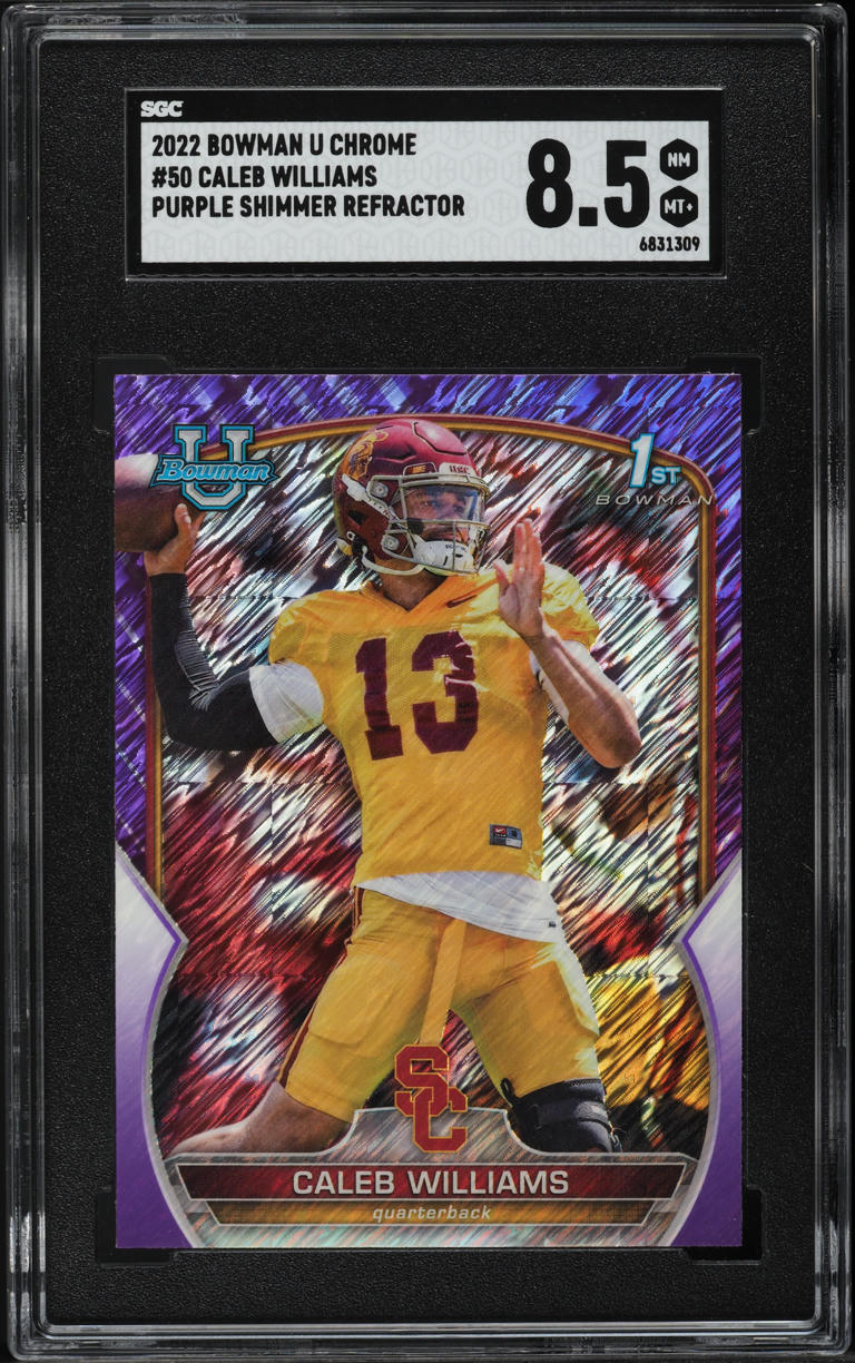 2022 Bowman Chrome U Purple Shimmer Refractor Caleb Williams ROOKIE #50 SGC 8.5