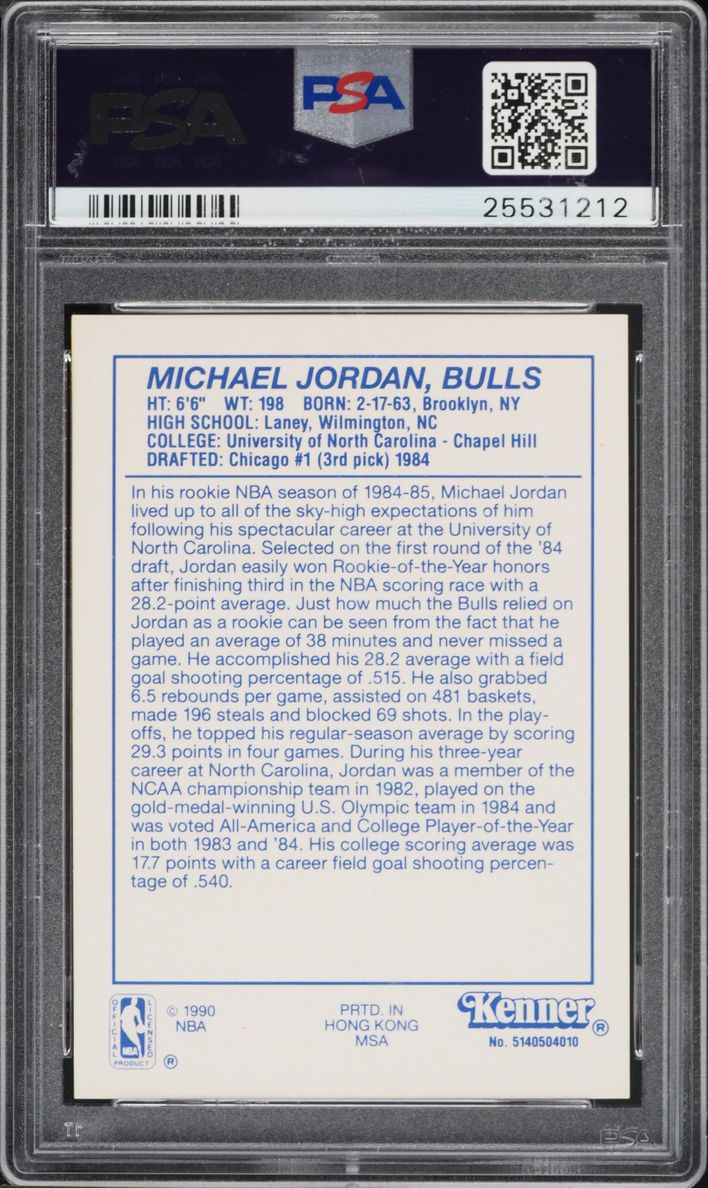1990 Kenner Starting Lineup Yellow Michael Jordan PSA 10 GEM MINT