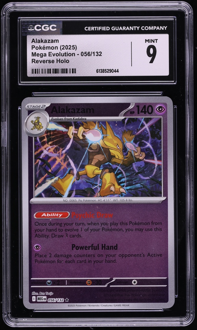2025 Pokemon Mega Evolution Reverse Holo Alakazam #56 CGC 9 MINT