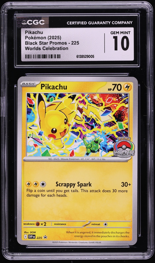 2025 Pokemon Scarlet & Violet Promo Worlds Celebration Pikachu #225 CGC 10 GEM MINT