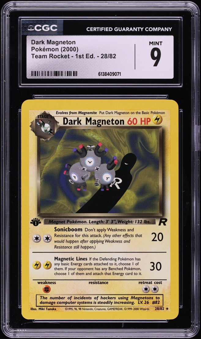 2000 Pokemon Team Rocket 1st Edition Dark Magneton #28 CGC 9 MINT