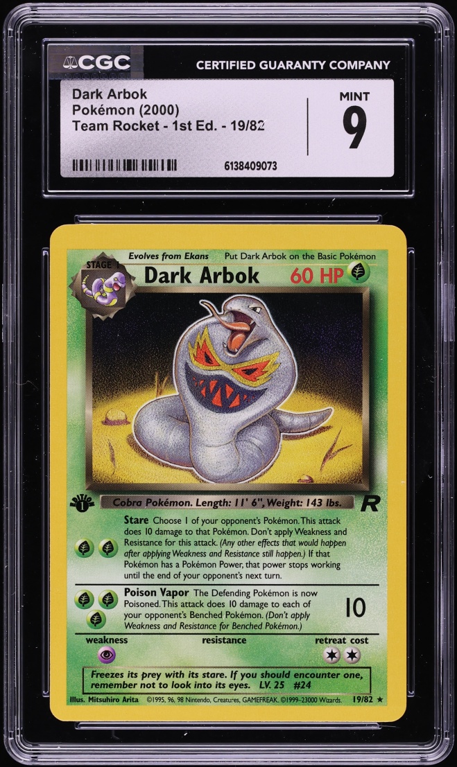 2000 Pokemon Team Rocket 1st Edition Dark Arbok #19 CGC 9 MINT