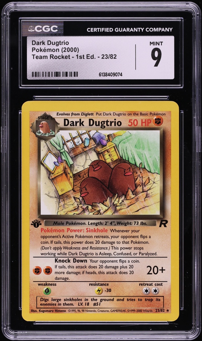 2000 Pokemon Team Rocket 1st Edition Dark Dugtrio #23 CGC 9 MINT