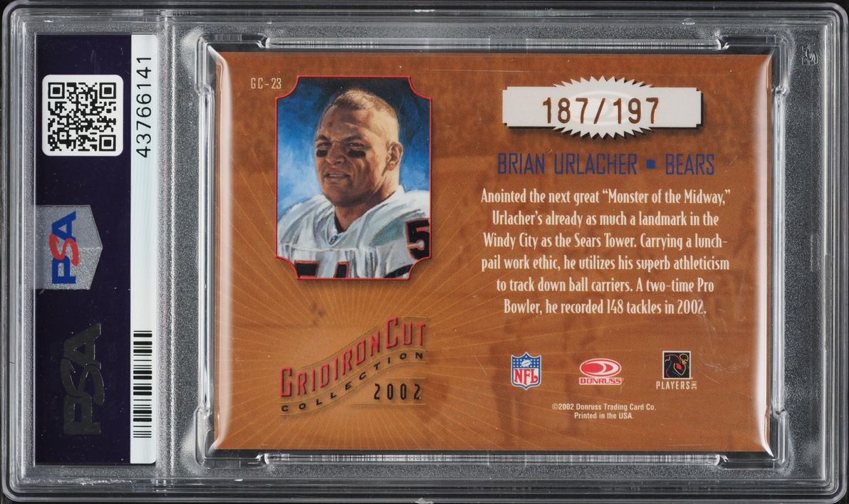 2002 Donruss Gridiron Kings Cut Collection Brian Urlacher AUTO /197 #GC-23 PSA 9 MINT