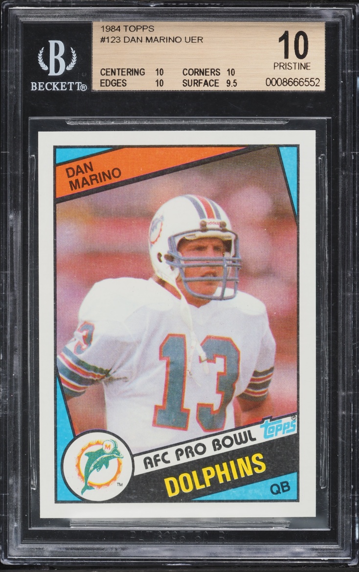 1984 Topps Football Dan Marino ROOKIE #123 BGS 10 PRISTINE
