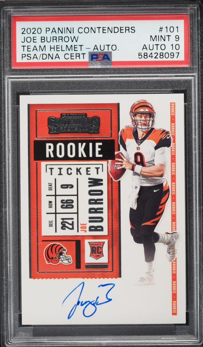 2020 Panini Contenders Team Helmet Joe Burrow ROOKIE AUTO DNA 10 #101 PSA 9 MINT