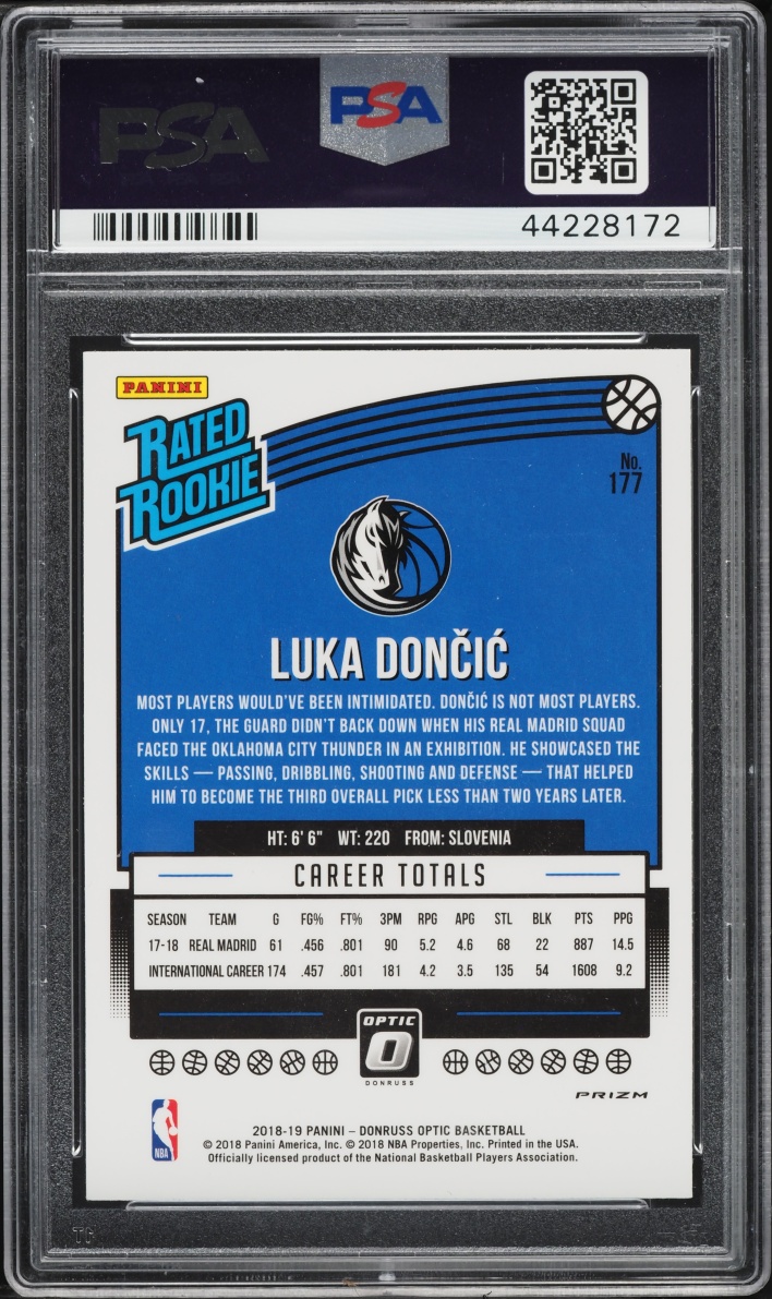 2018 Donruss Optic Shock Luka Doncic ROOKIE #177 PSA 10 GEM MINT