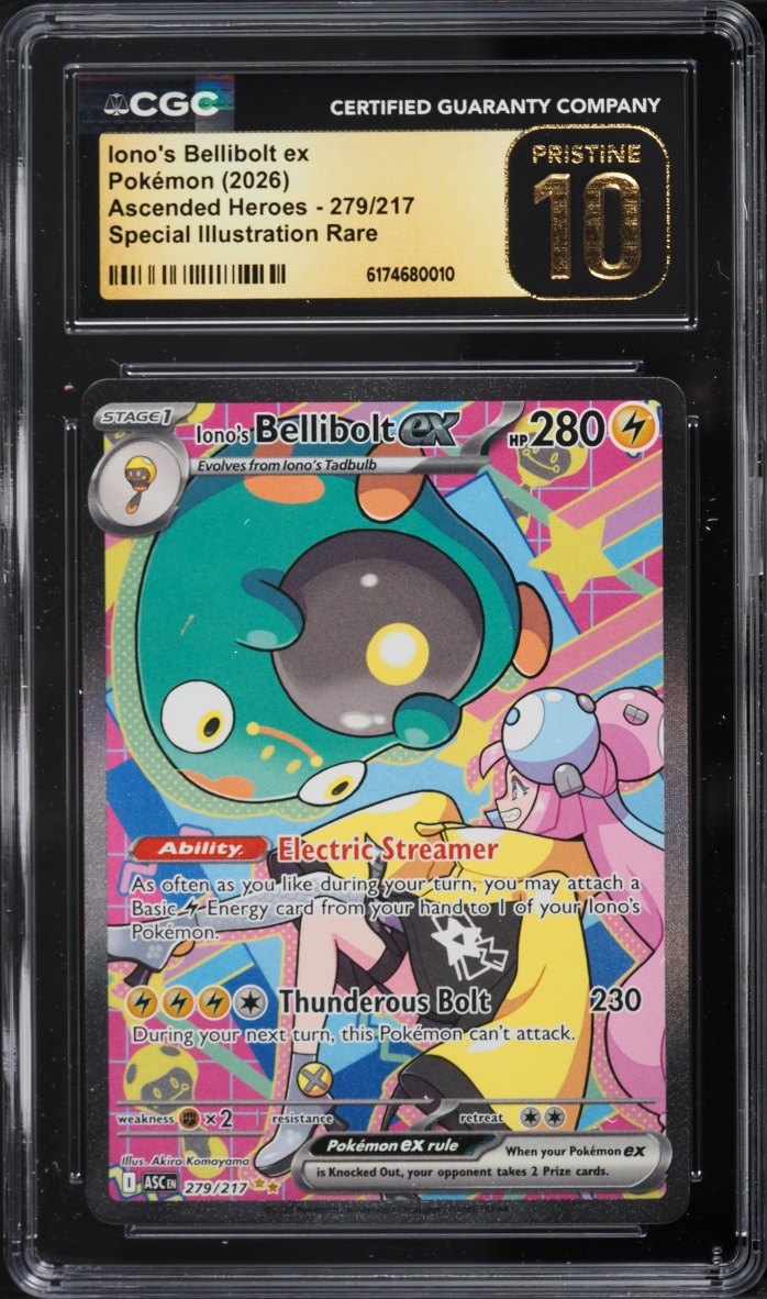 2026 Pokemon Mega Evolution Ascended Heroes SIR Iono's Bellibolt ex #279 CGC 10 PRISTINE