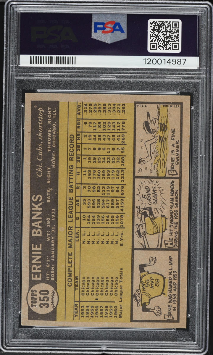1961 Topps Ernie Banks #350 PSA 8 NM-MT