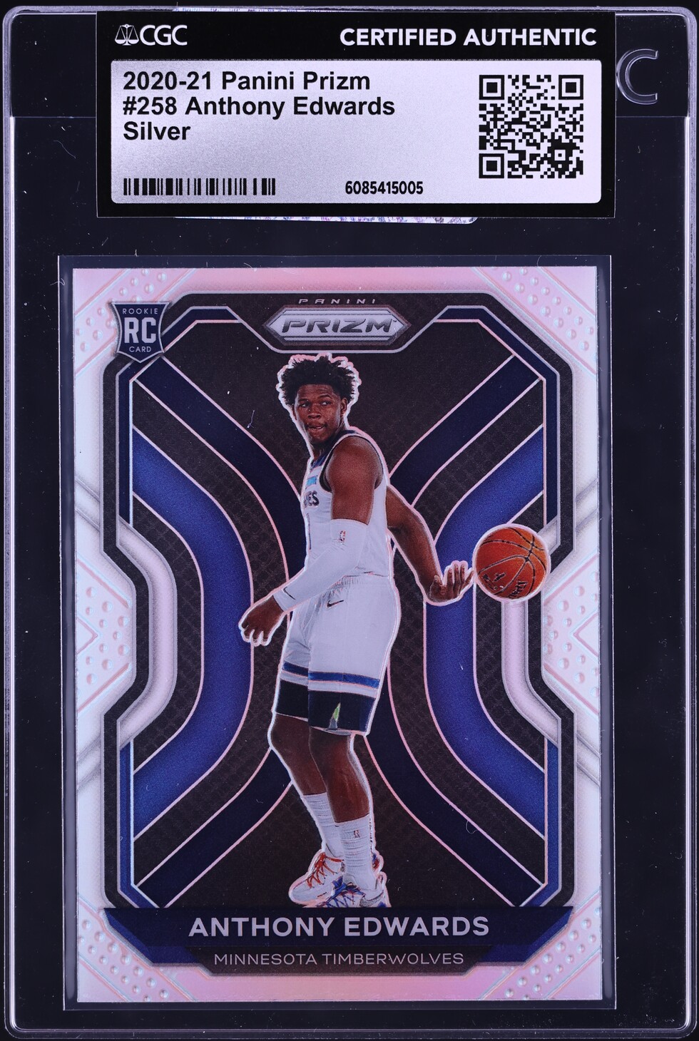 2020 Panini Prizm Silver Anthony Edwards ROOKIE #258 CGC AUTH