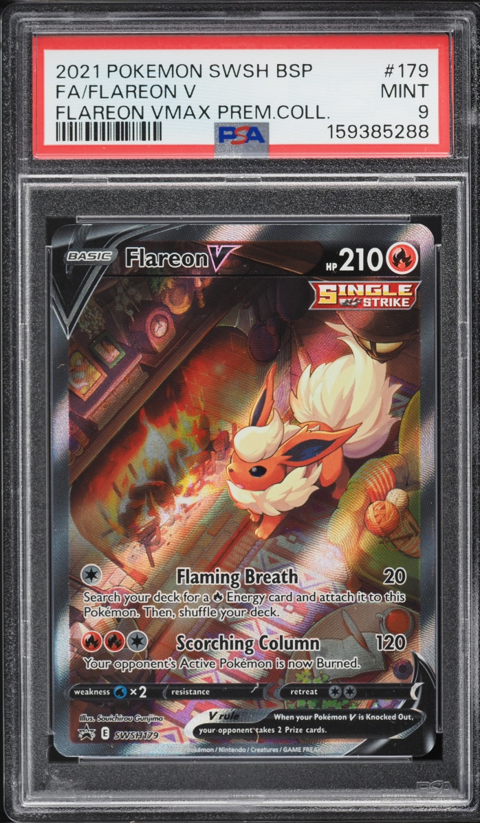 2021 Pokemon Sword & Shield Promo VMAX Premium Collection Full Art Flareon V #179 PSA 9 MINT