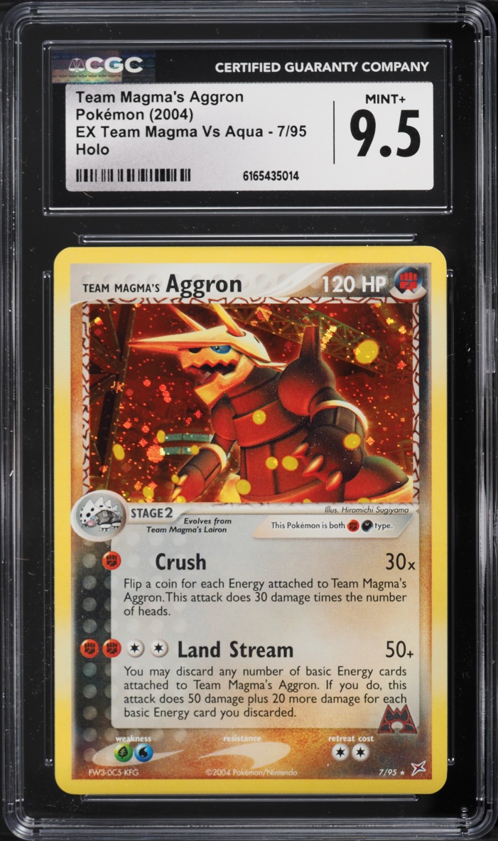 2004 Pokemon EX Team Magma VS Aqua Holo Team Magma's Aggron #7 CGC 9.5 MINT+