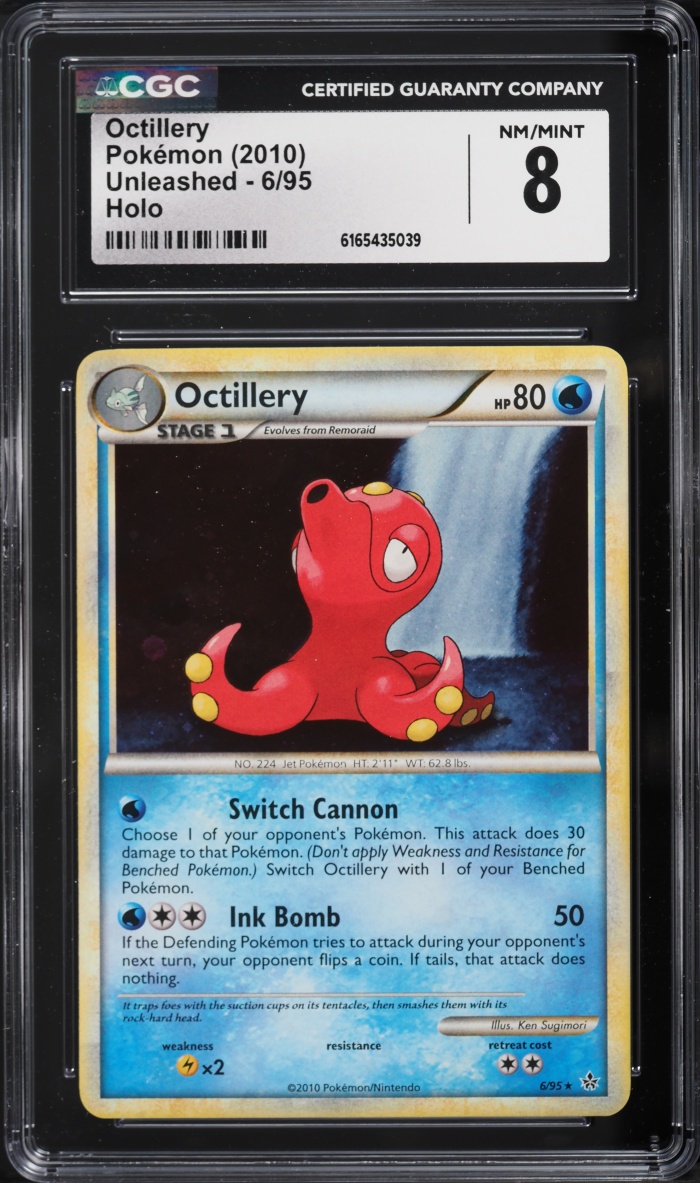 2010 Pokemon Heargold & Soulsilver Unleashed Holo Octillery #6 CGC 8 NM-MT