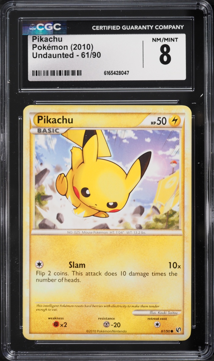 2010 Pokemon HeartGold & SoulSilver Undaunted Pikachu #61 CGC 8 NM-MT