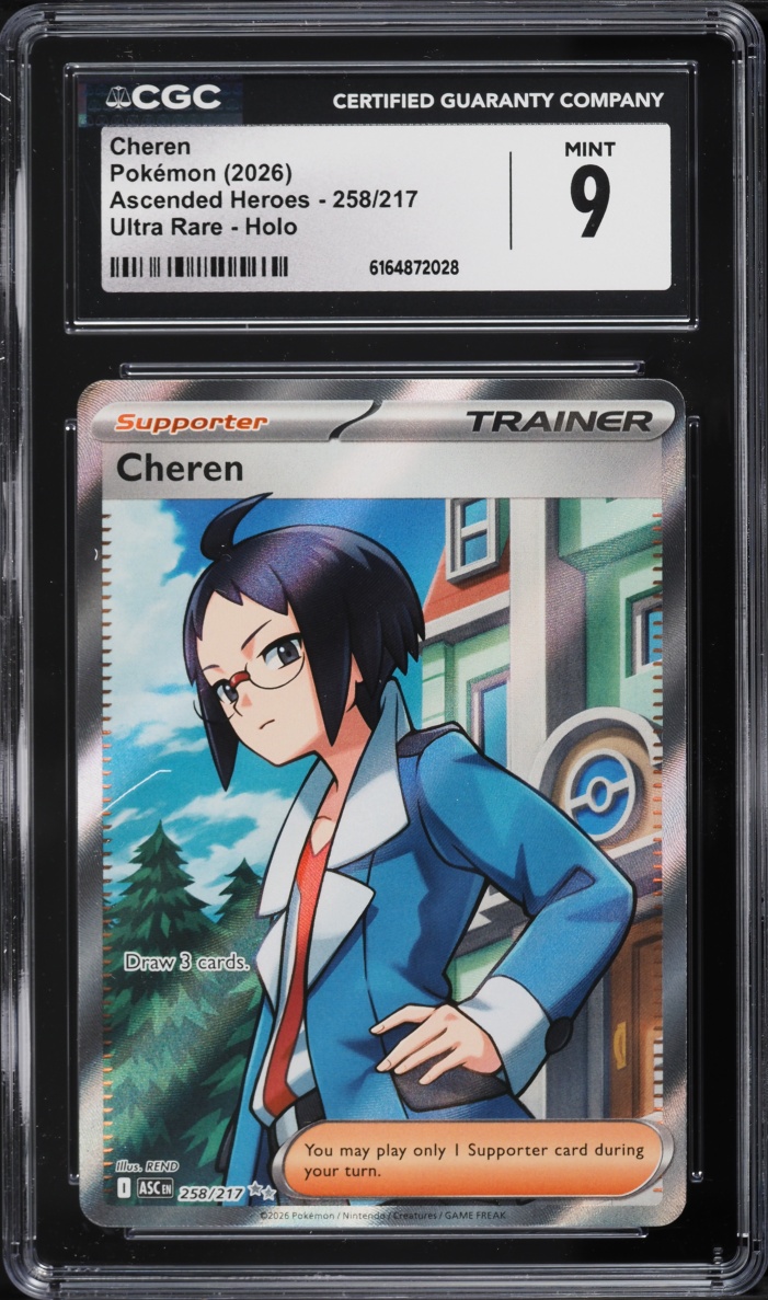 2026 Pokemon Mega Evolution Ascended Heroes Full Art Cheren #258 CGC 9 MINT