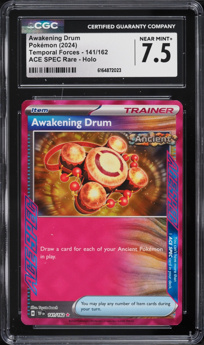 2024 Pokemon Scarlet & Violet Temporal Forces Ace Spec Awakening Drum #141 CGC 7.5 NRMT+