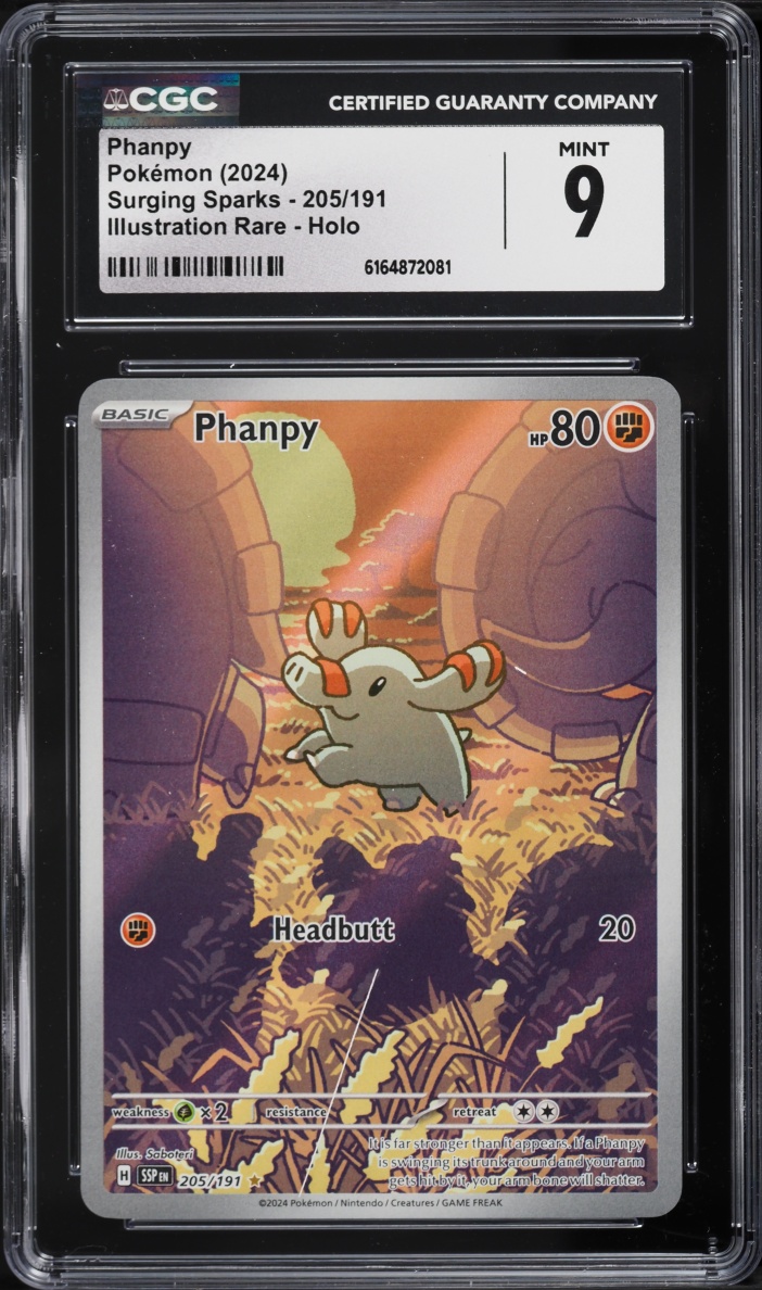 2024 Pokemon Scarlet & Violet Surging Sparks IR Phanpy #205 CGC 9 MINT