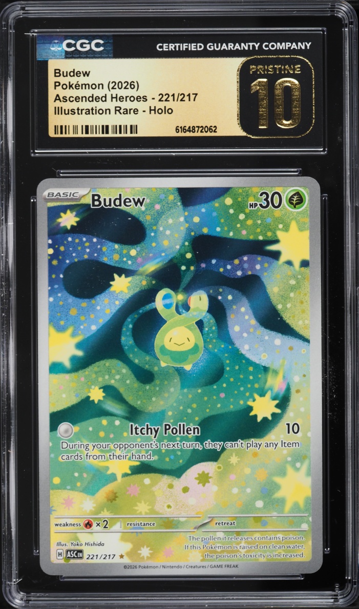 2026 Pokemon Mega Evolution Ascended Heroes IR Budew #221 CGC 10 PRISTINE