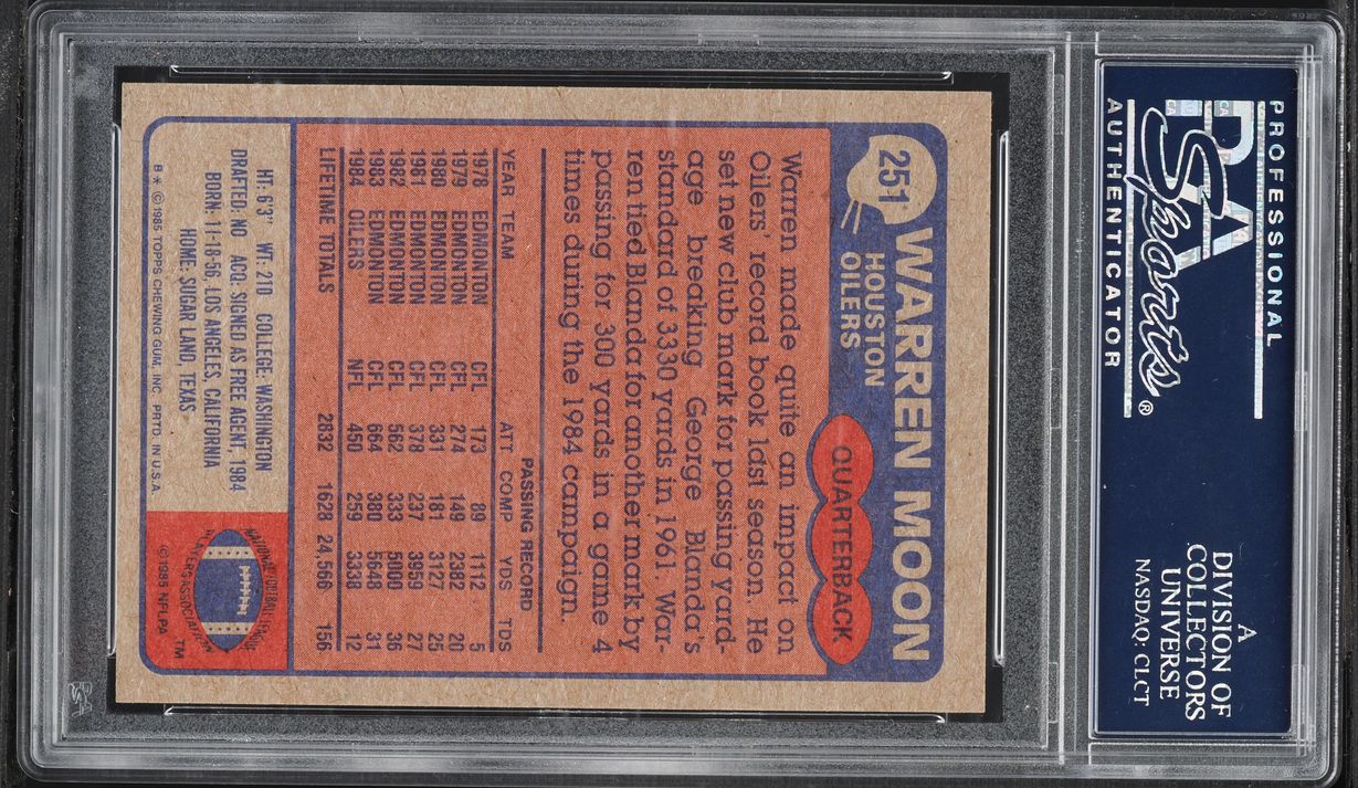 1985 Topps Football Warren Moon ROOKIE #251 PSA 9 MINT