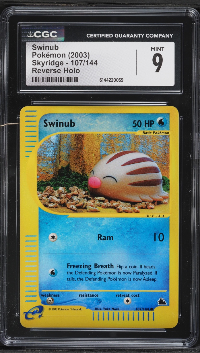 2003 Pokemon Skyridge Reverse Holo Swinub #107 CGC 9 MINT