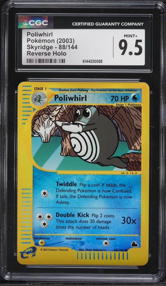 2003 Pokemon Skyridge Reverse Holo Poliwhirl #88 CGC 9.5 MINT+
