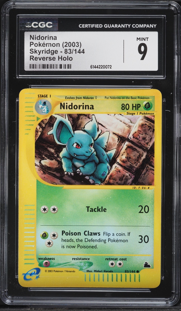2003 Pokemon Skyridge Reverse Holo Nidorina #83 CGC 9 MINT