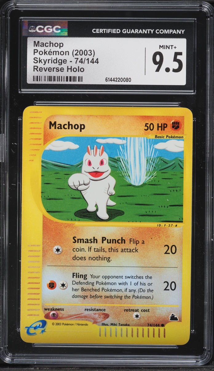 2003 Pokemon Skyridge Reverse Holo Machop #74 CGC 9.5 MINT+