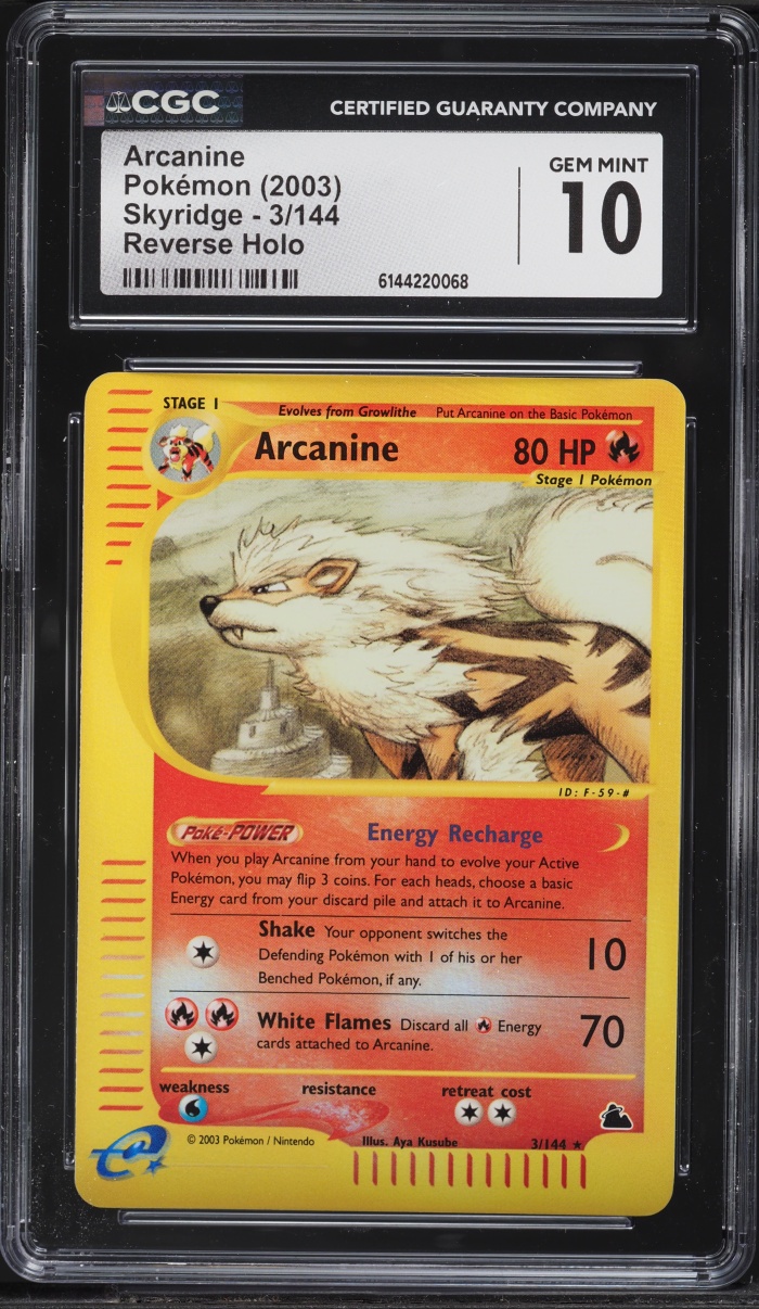 2003 Pokemon Skyridge Reverse Holo Arcanine #3 CGC 10 GEM MINT